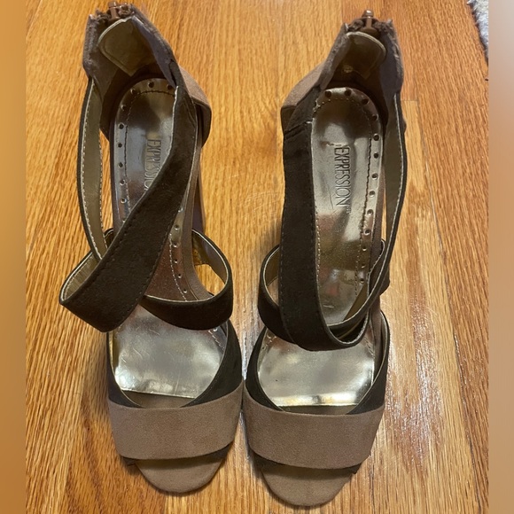 Expression Suede Brown Heels - Picture 2 of 6